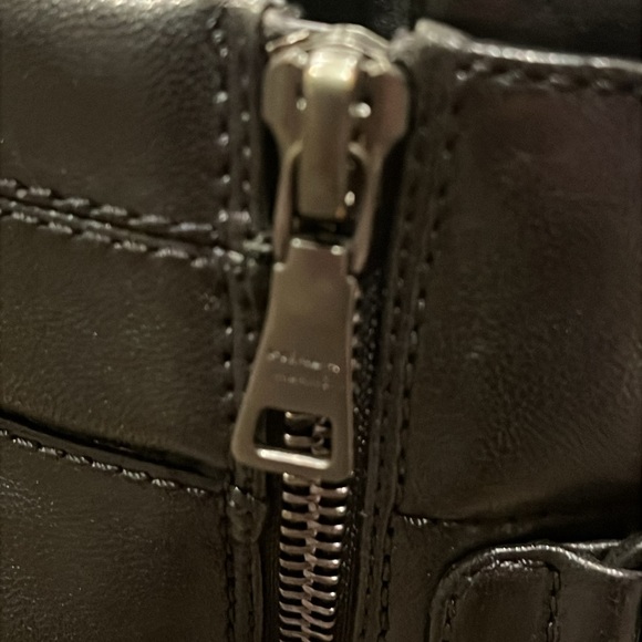 PRADA Combat Heeled Boots Zippers Black Leather Lace Up 37 - Picture 5 of 8